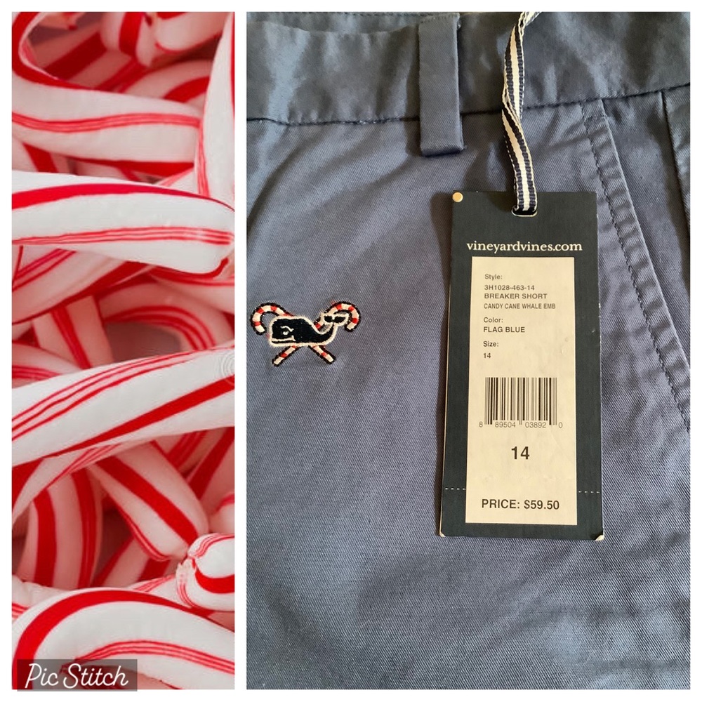 ⭐️HOST PICK⭐️ NWT Boys Vineyard Vines Whale Candy Cane Christmas Shorts sz 14
